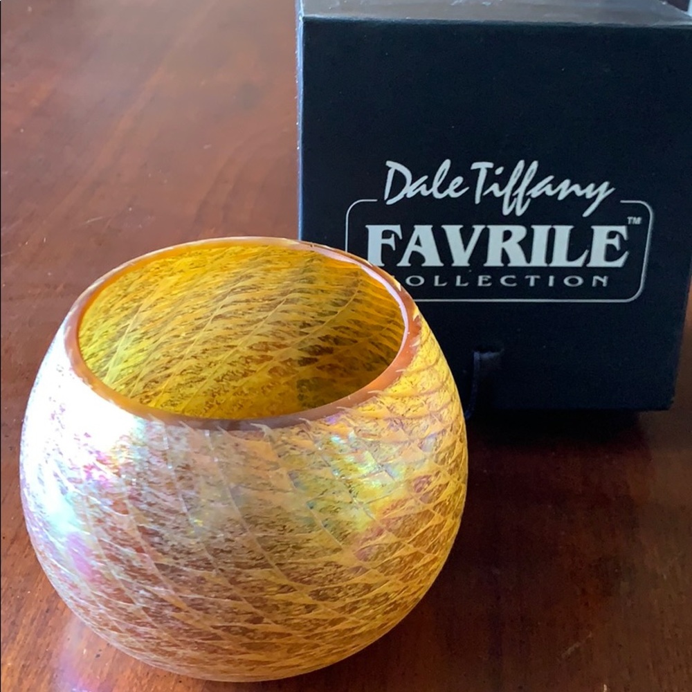 Dale Tiffany Favrile art glass candle bowl NWOT❣️